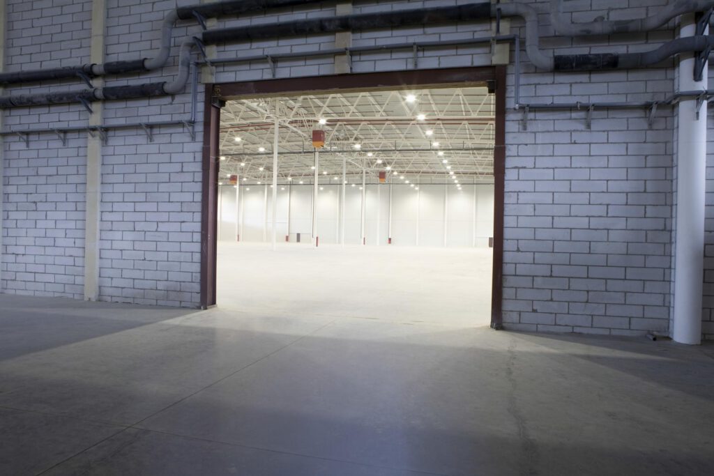 empty warehouse with lights