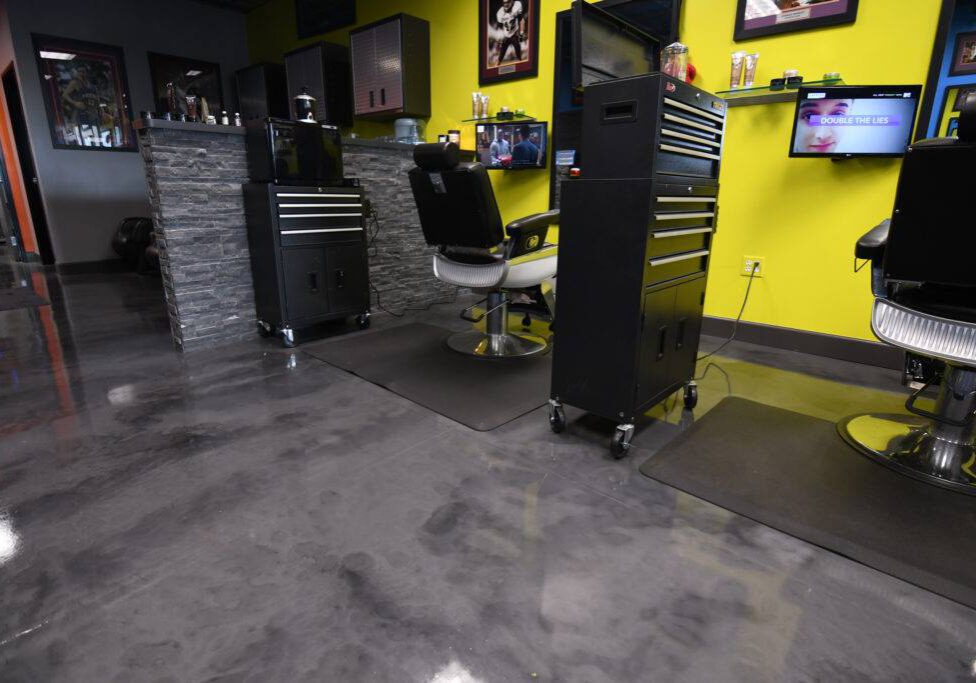 barbershop with epoxy flooring